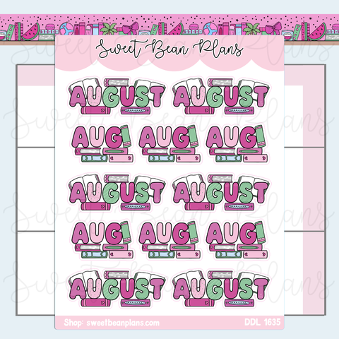 August 2026 Bookish Banners Vinyl Planner Stickers | Ddl 1635