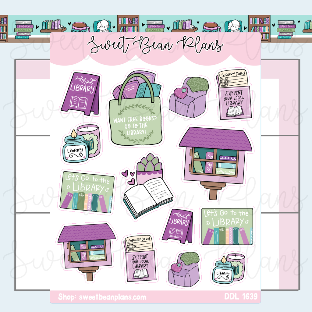 Library Doodles Vinyl Planner Stickers | Ddl 1639
