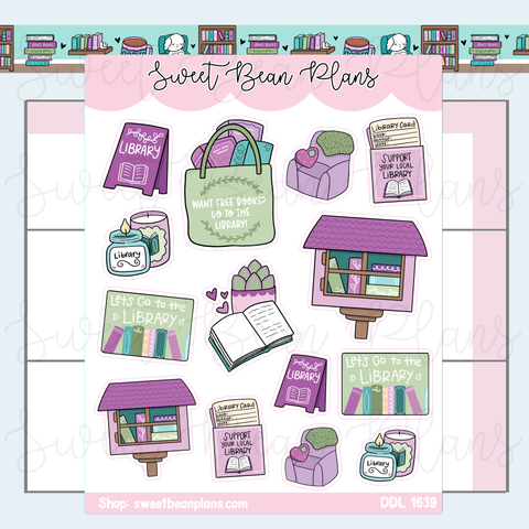 Library Doodles Vinyl Planner Stickers | Ddl 1639