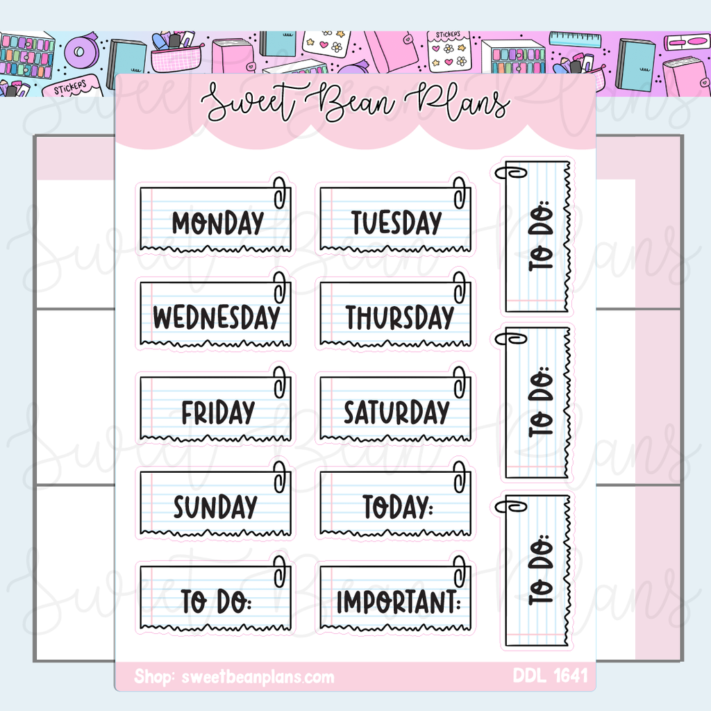Notebook Date Cover Vinyl Planner Stickers | Ddl 1641