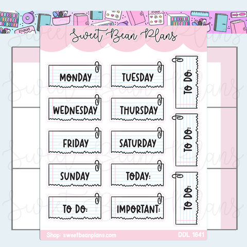 Notebook Date Cover Vinyl Planner Stickers | Ddl 1641