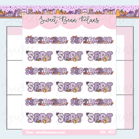 September 2026 Bean Banners Vinyl Planner Stickers | Ddl 1653