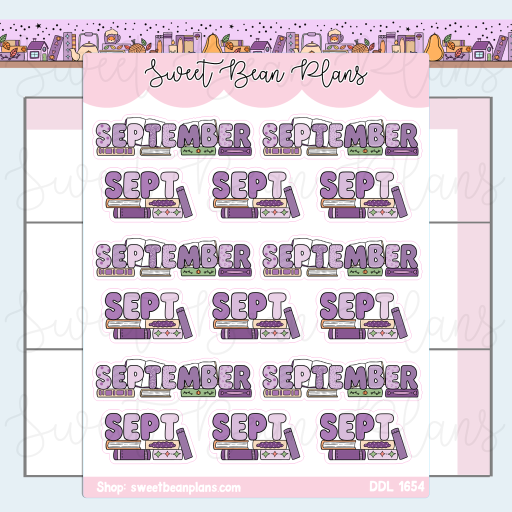 September 2026 Bookish Banners Vinyl Planner Stickers | Ddl 1654