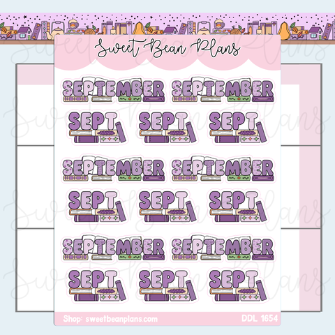 September 2026 Bookish Banners Vinyl Planner Stickers | Ddl 1654