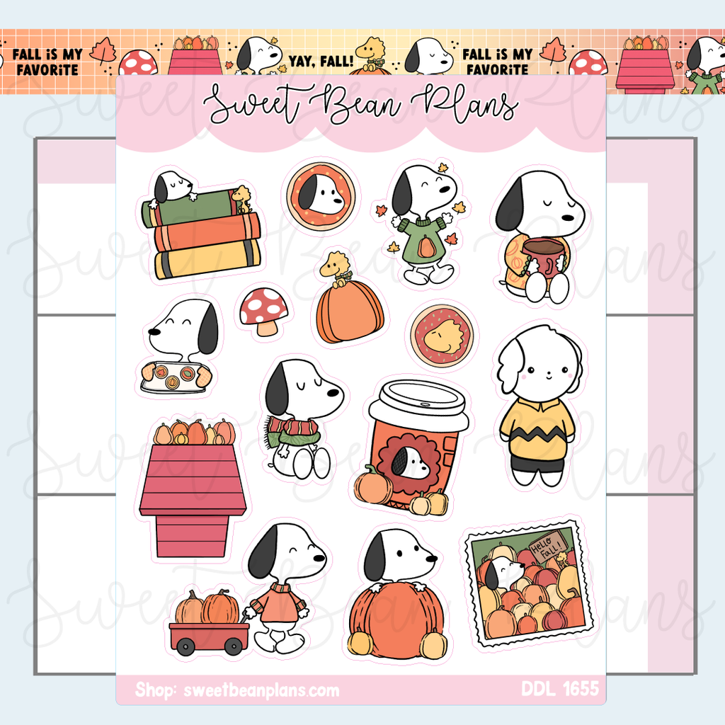 Fall Peanut Doodles Vinyl Planner Stickers | Ddl 1655