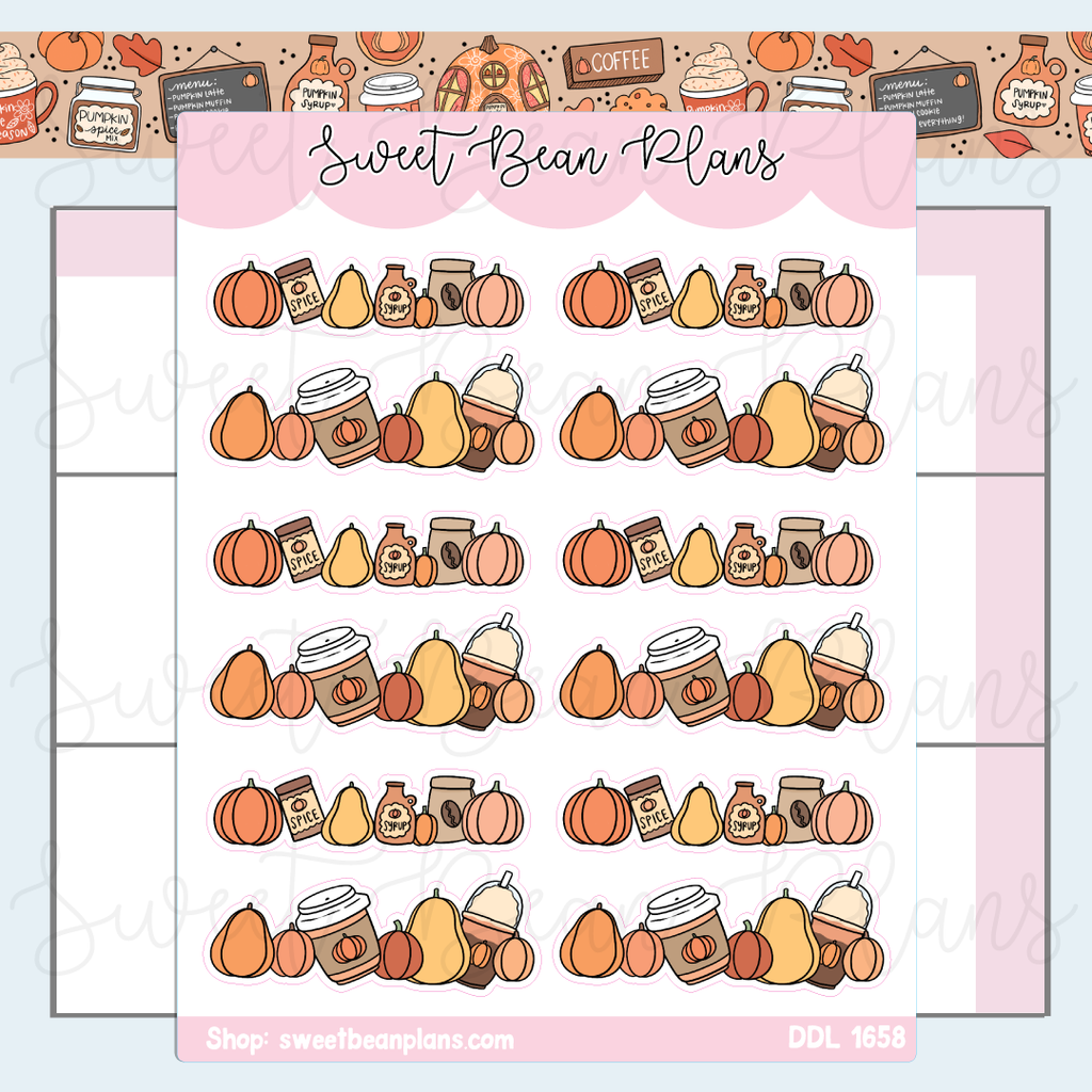 Pumpkin Spice Banners Vinyl Planner Stickers | Ddl 1658
