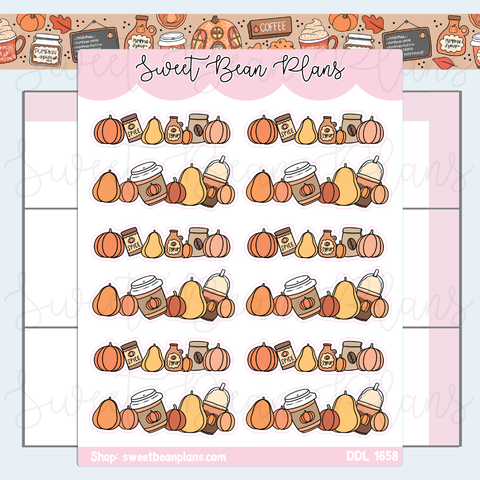 Pumpkin Spice Banners Vinyl Planner Stickers | Ddl 1658
