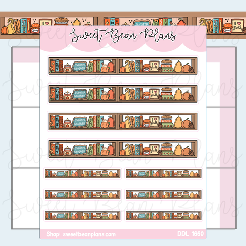 Fall Bookcase Vinyl Planner Stickers | Ddl 1660