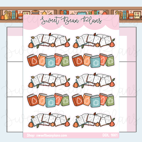 Fall Bookish Banners Vinyl Planner Stickers | Ddl 1661