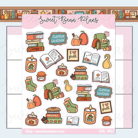 Fall Reading Essentials Vinyl Planner Stickers | Ddl 1662