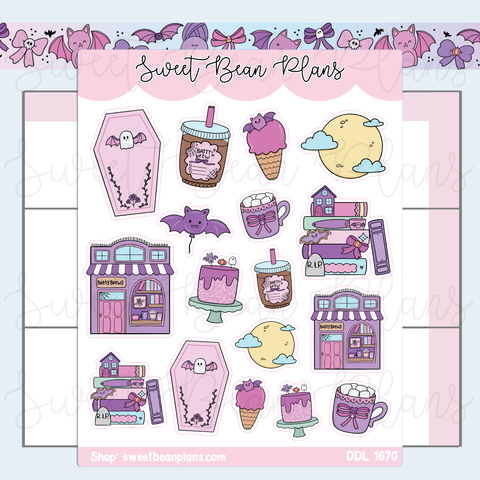 Cute Batty Doodles Vinyl Planner Stickers | Ddl 1670