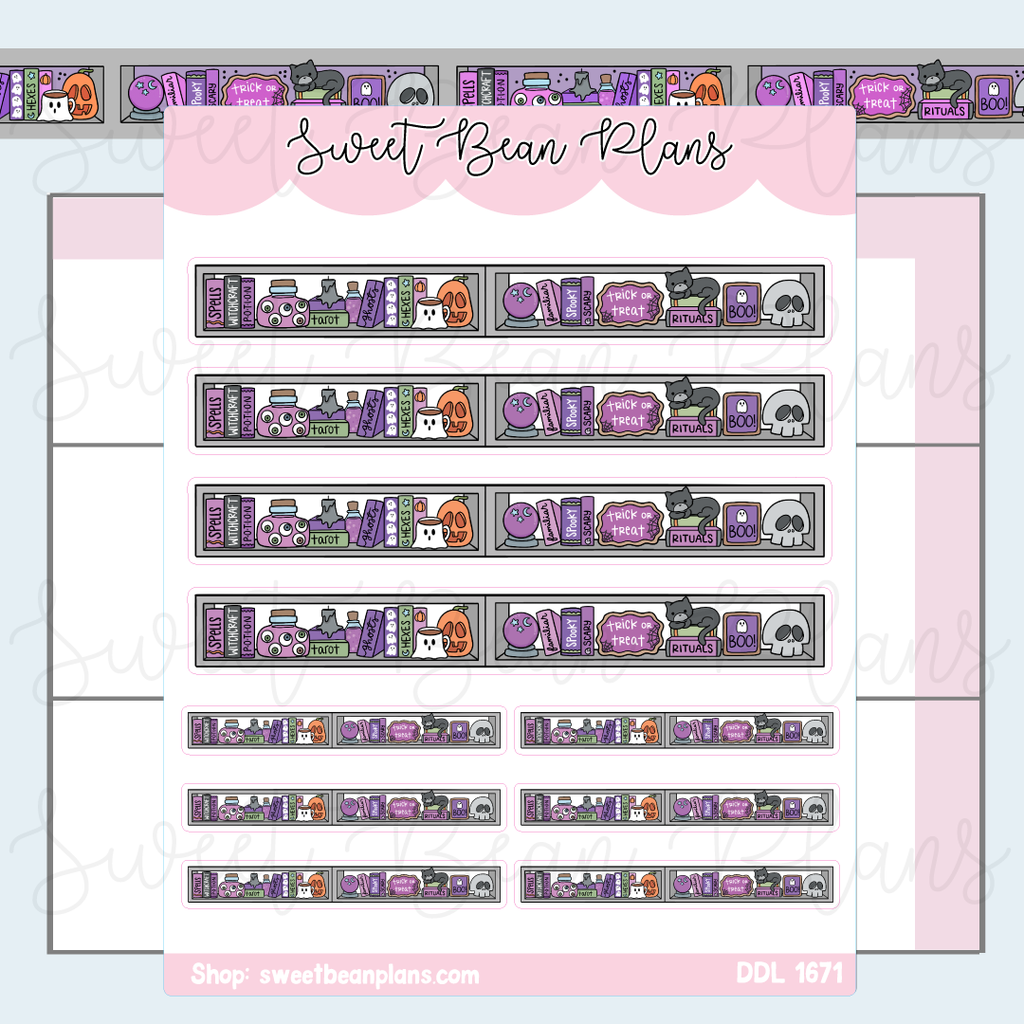 Halloween Bookcase Vinyl Planner Stickers | Ddl 1671