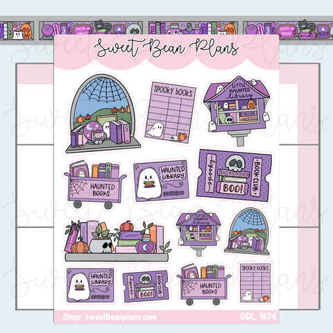 Haunted Bookish Doodles Vinyl Planner Stickers | Ddl 1674