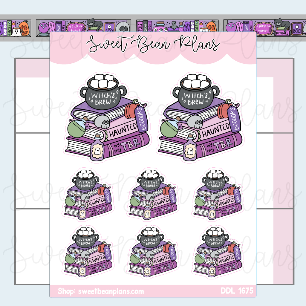Haunted TBR Book Stack Vinyl Planner Stickers | Ddl 1675