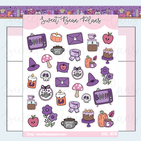 October 2026 Doodles Vinyl Planner Stickers | Ddl 1678