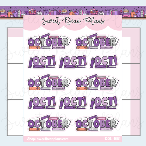 October 2026 Bookish Banners Vinyl Planner Stickers | Ddl 1681
