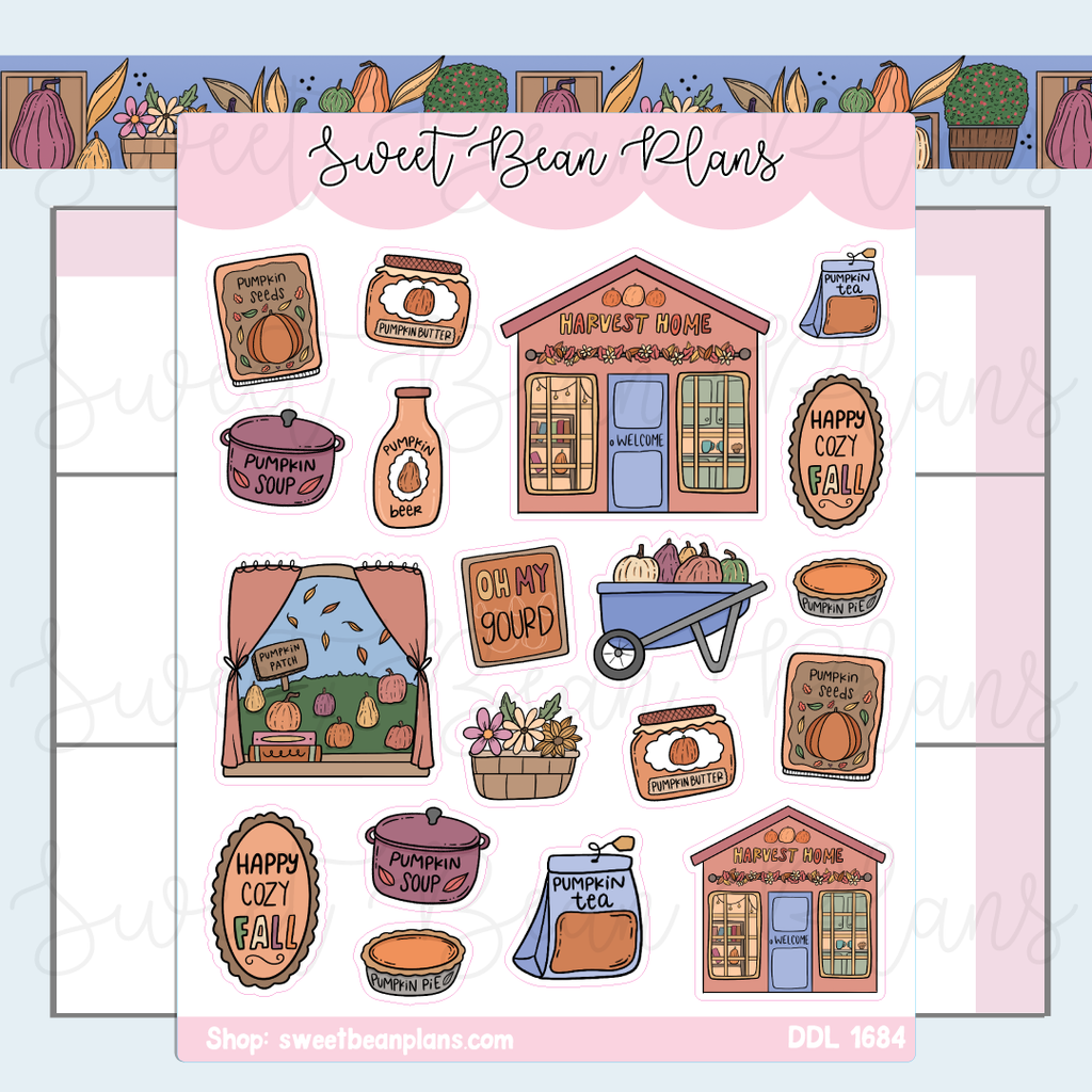 Home Harvest Doodles Vinyl Planner Stickers | Ddl 1684