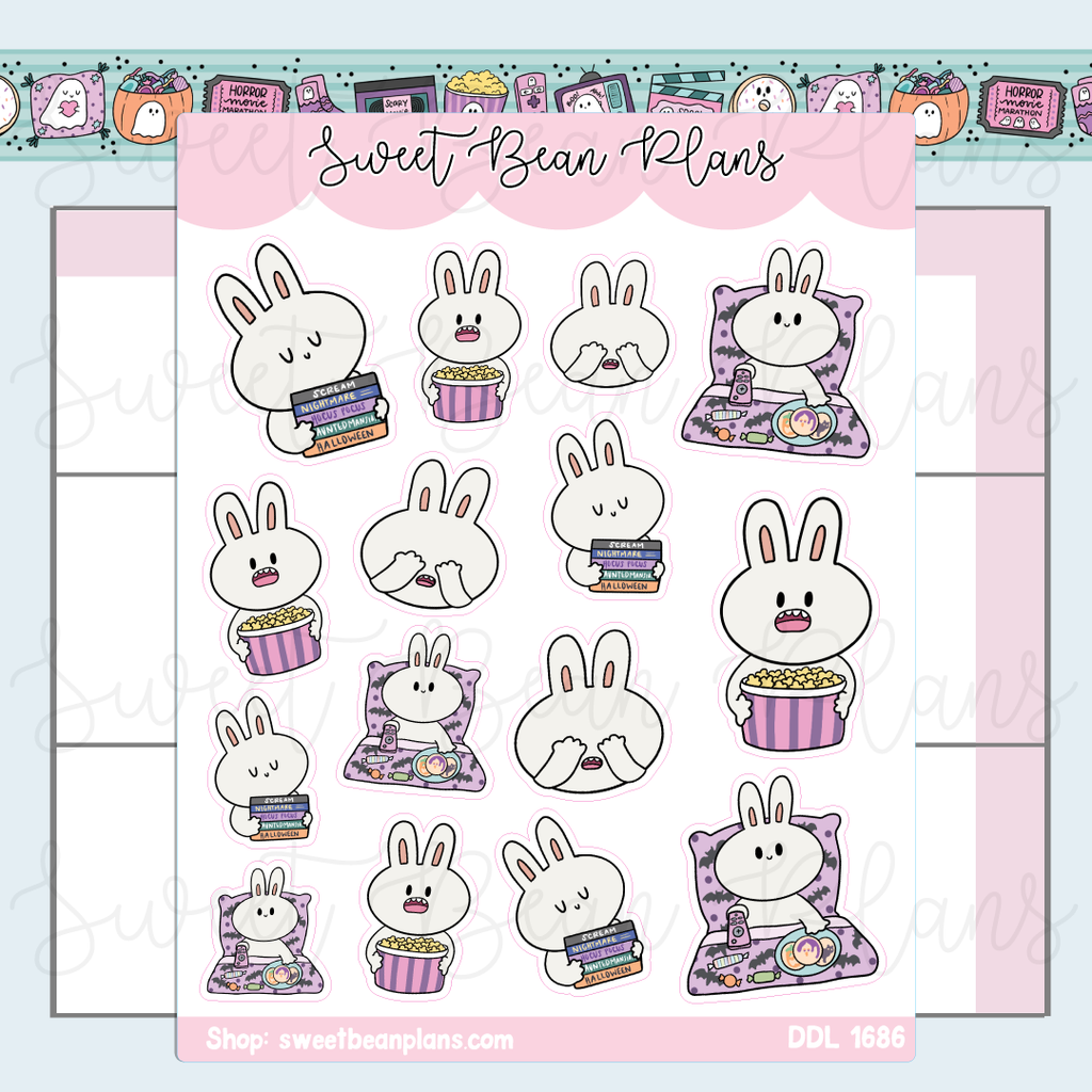 Spooky Movie Bunnies Vinyl Planner Stickers | Ddl 1686