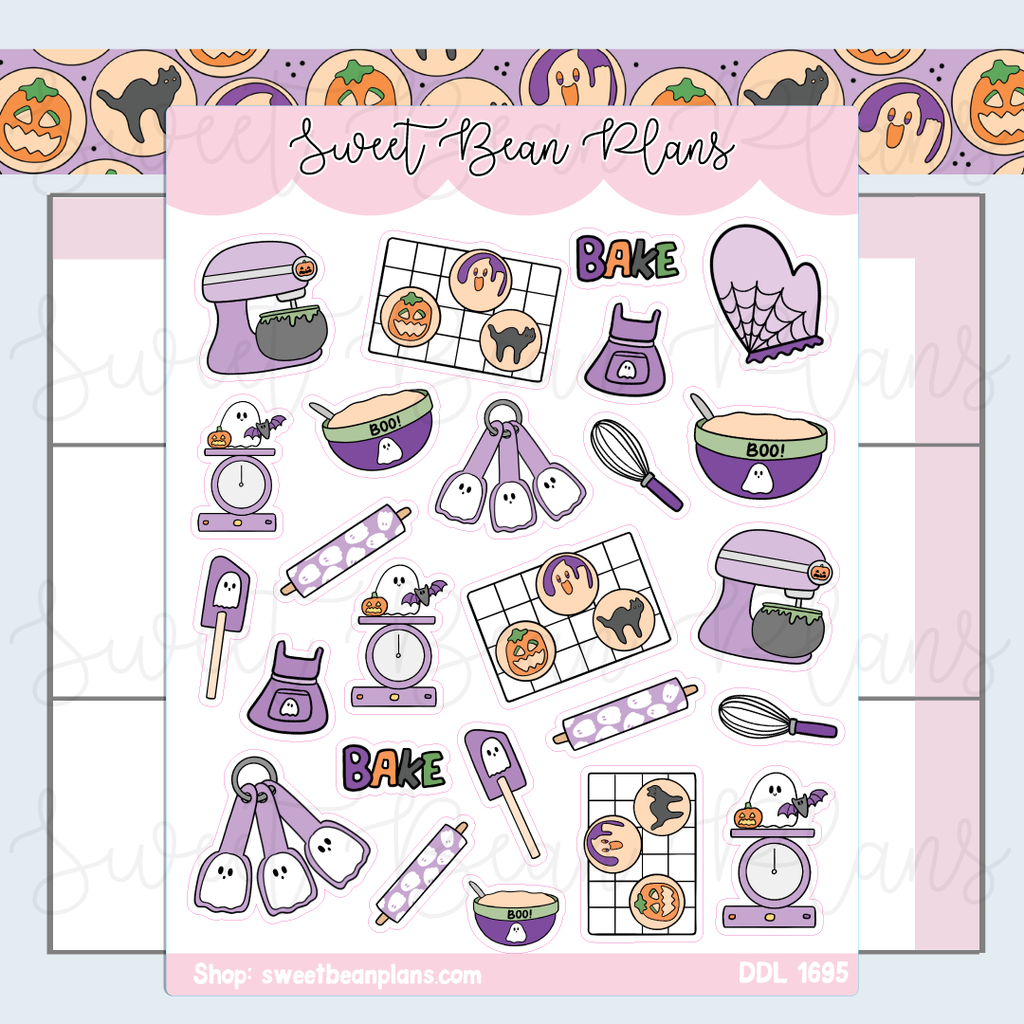 Halloween Baking Doodles Vinyl Planner Stickers | Ddl 1695