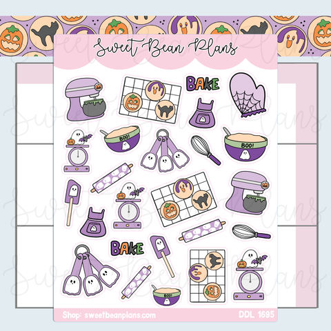 Halloween Baking Doodles Vinyl Planner Stickers | Ddl 1695