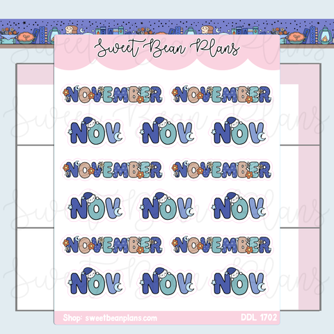 November 2026 Bean Banners Vinyl Planner Stickers | Ddl 1702