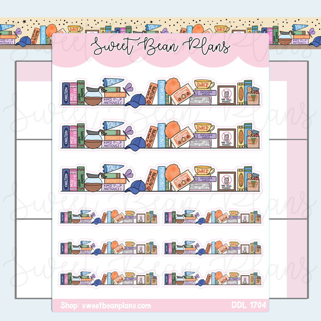 Gilmore Bookshelf Vinyl Planner Stickers | Ddl 1704