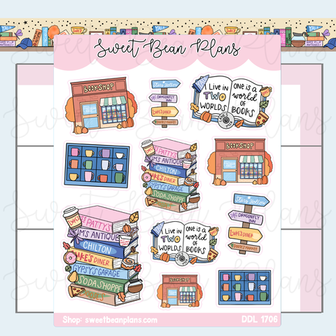 Gilmore Bookish Doodles Vinyl Planner Stickers | Ddl 1706