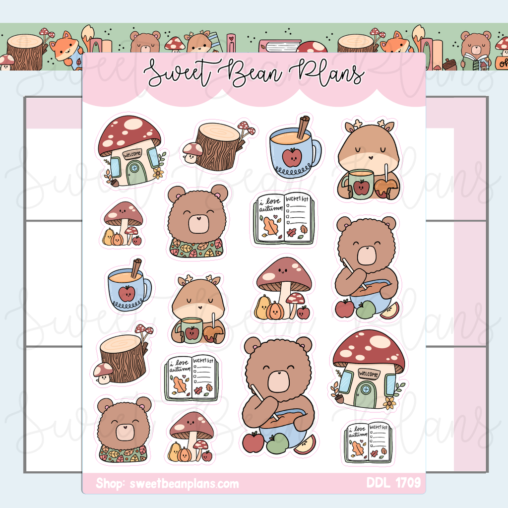 Cozy Fall Critters Vinyl Planner Stickers | Ddl 1709