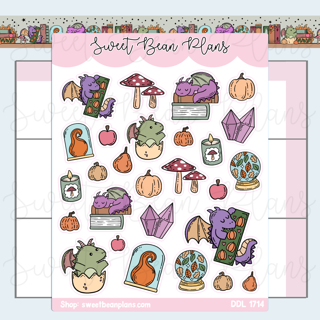 Cozy Dragon Doodles Vinyl Planner Stickers | Ddl 1714