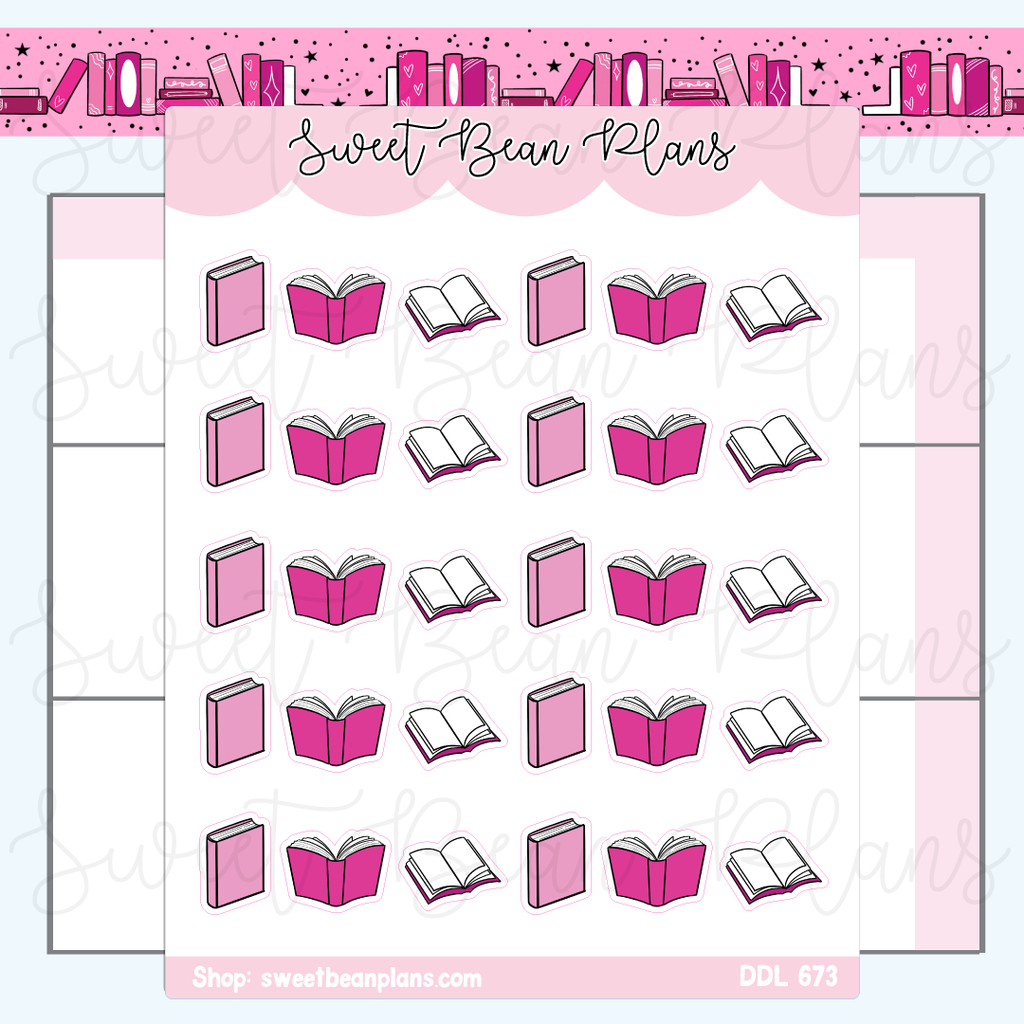 July Book Doodles Vinyl Planner Stickers (2023)| Ddl 673