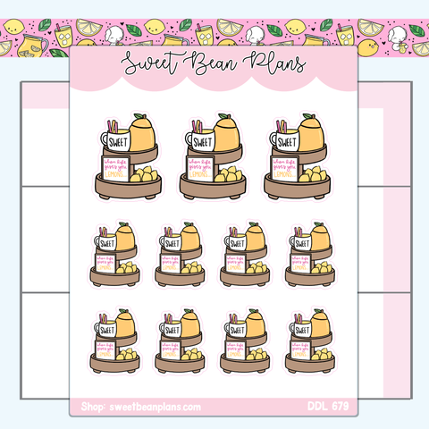 Lemon Coffee Tray Vinyl Planner Stickers | Ddl 679