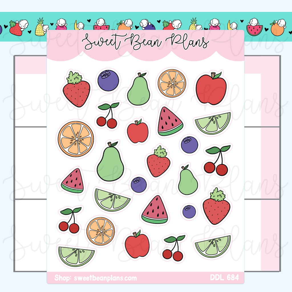 Fruit Doodles Vinyl Planner Stickers | Ddl 684