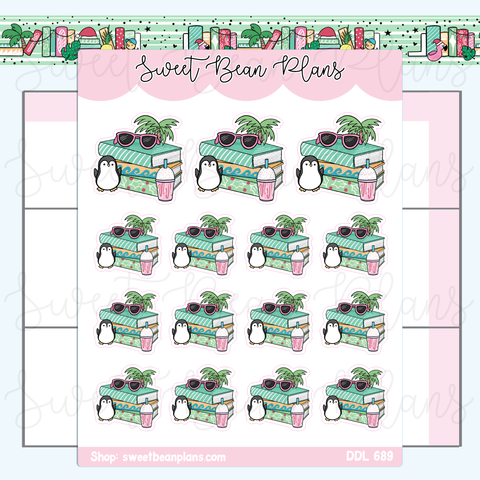 Xmas in July Book Stack Vinyl Planner Stickers | Ddl 689