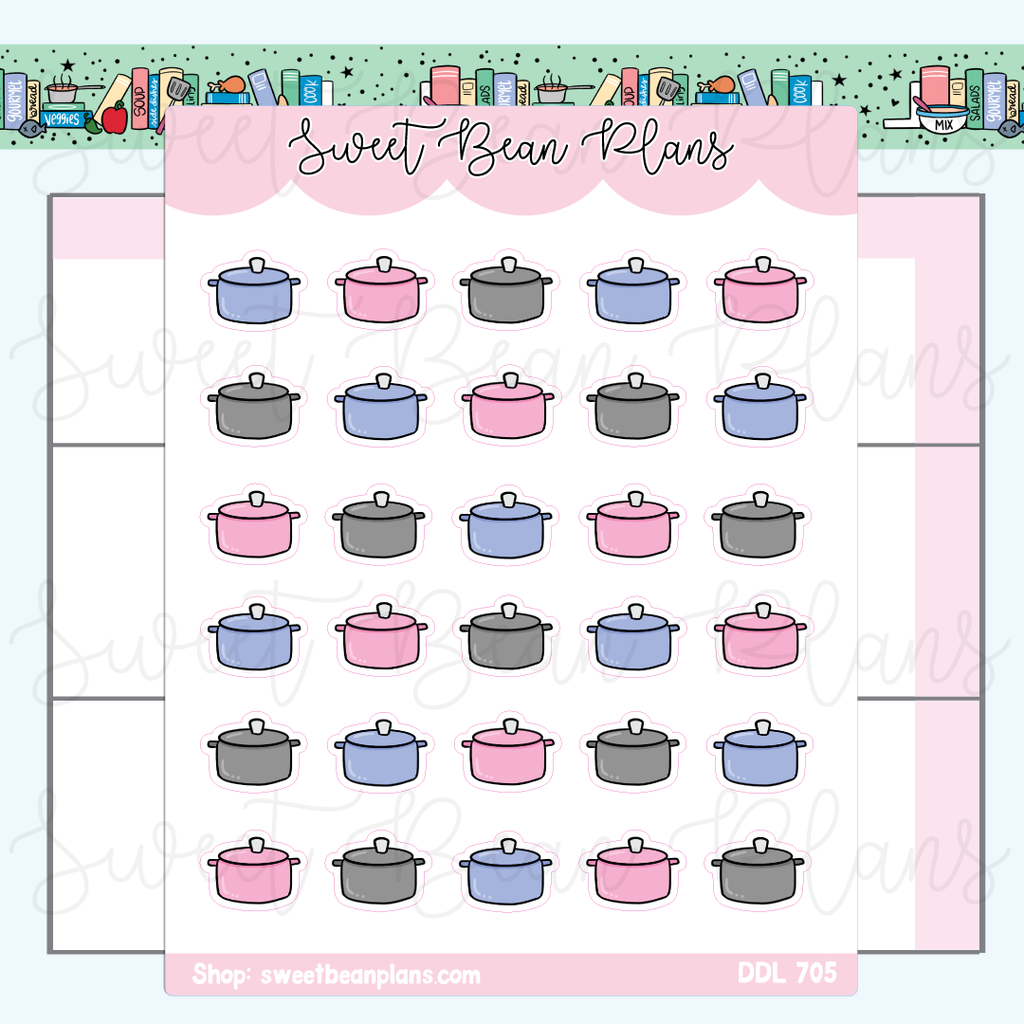 Bean Plot Sticker Cooking Pot Doodles Vinyl Planner Stickers | Ddl 705 – Sweet Bean Plans