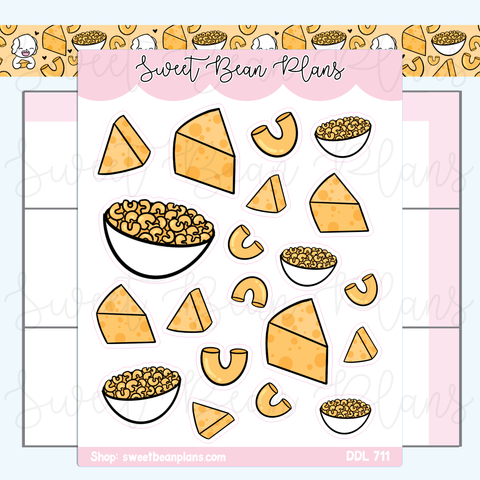 Mac & Cheese Doodles Vinyl Planner Stickers | Ddl 711