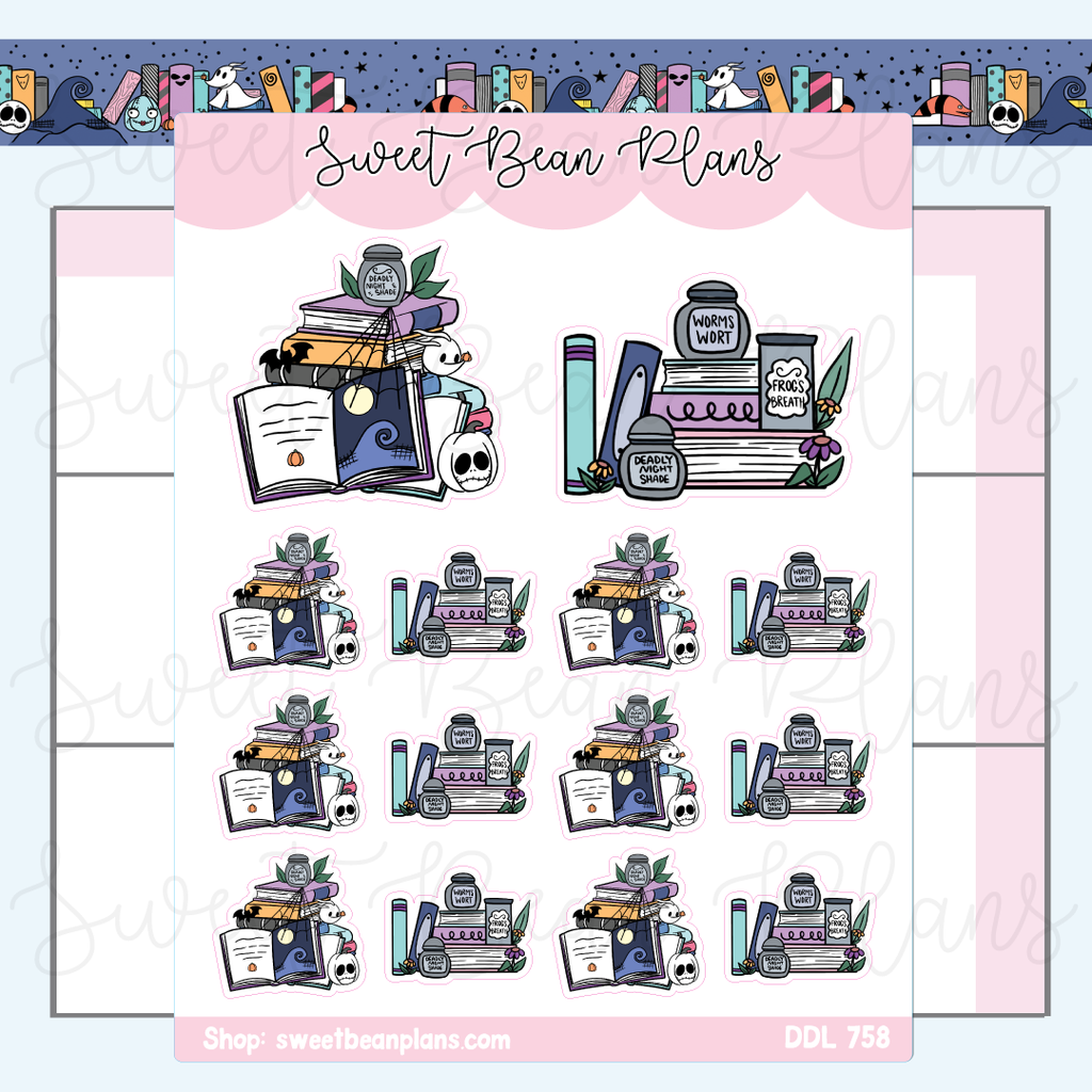 Nightmare Book Stacks Vinyl Planner Stickers | Ddl 758