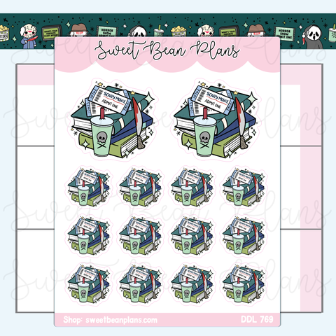 Scary Movie Book Stack Vinyl Planner Stickers | Ddl 769