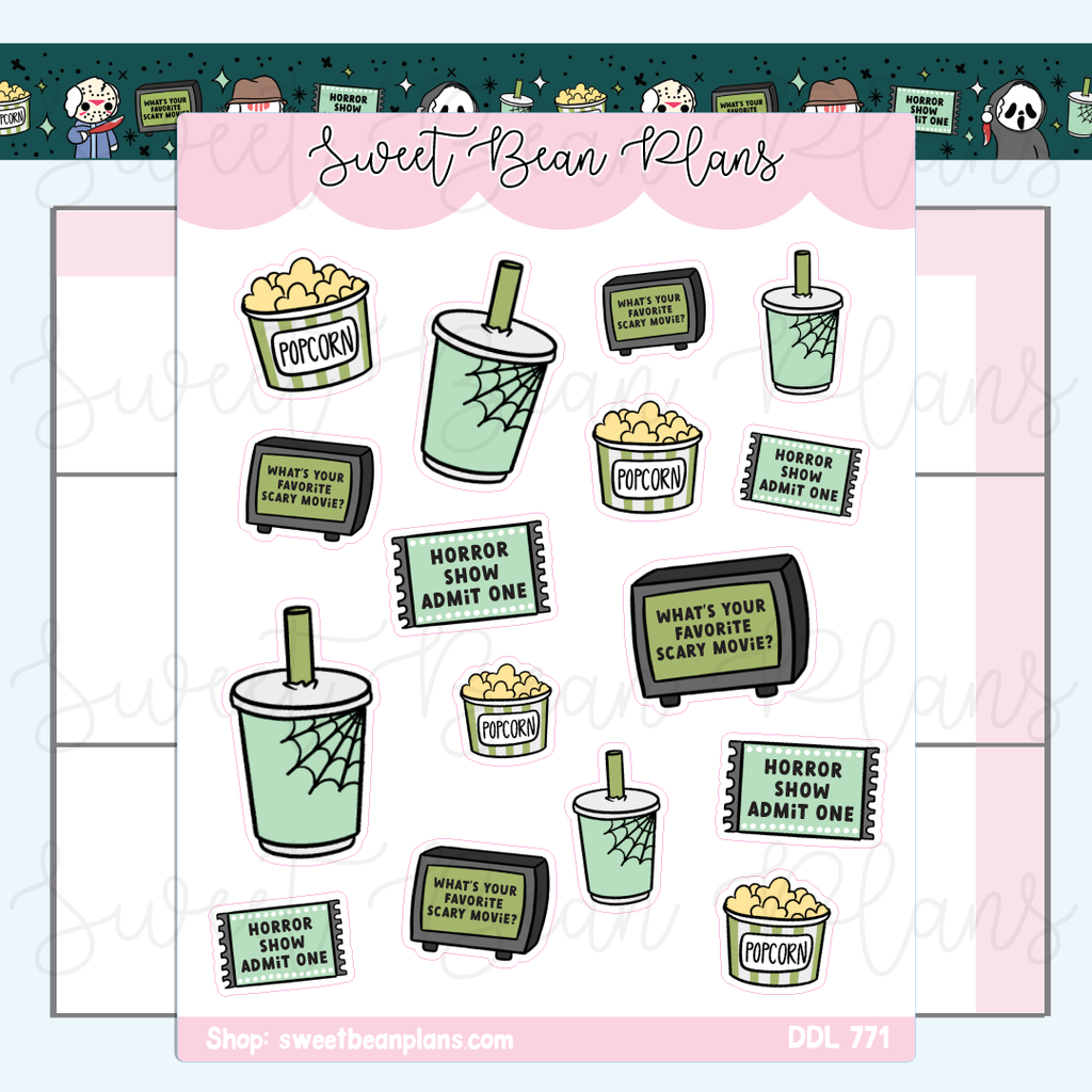 Scary Movie Doodles Vinyl Planner Stickers | Ddl 771