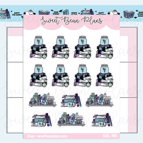 Spooky Book Stack Vinyl Planner Stickers | Ddl 785
