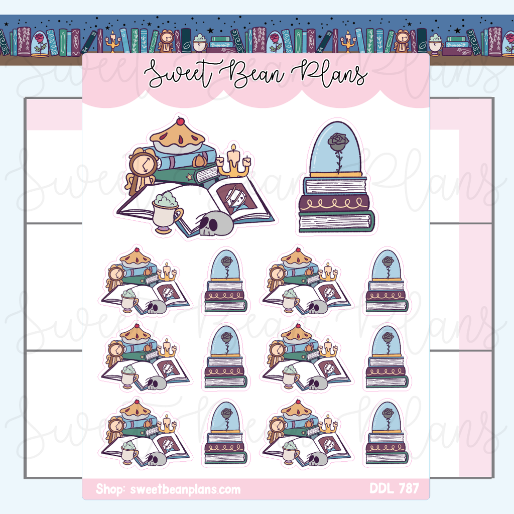 Belle's Spooky Book Stacks Vinyl Planner Stickers | Ddl 787