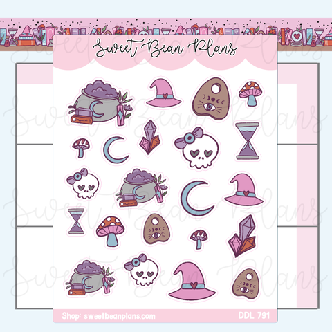 Witchy Vibes Doodles Vinyl Planner Stickers | Ddl 791