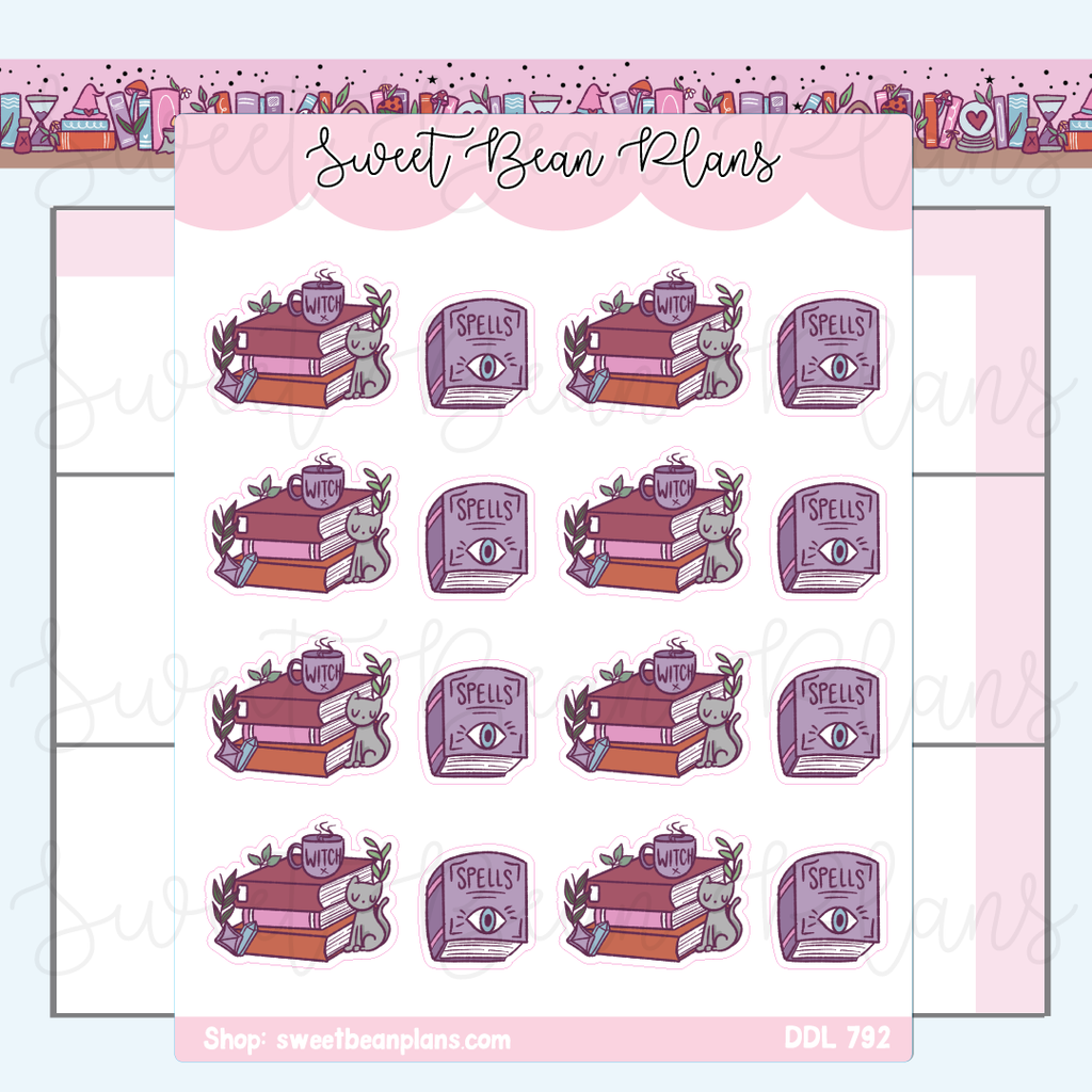 Witchy Vibes Books Vinyl Planner Stickers | Ddl 792