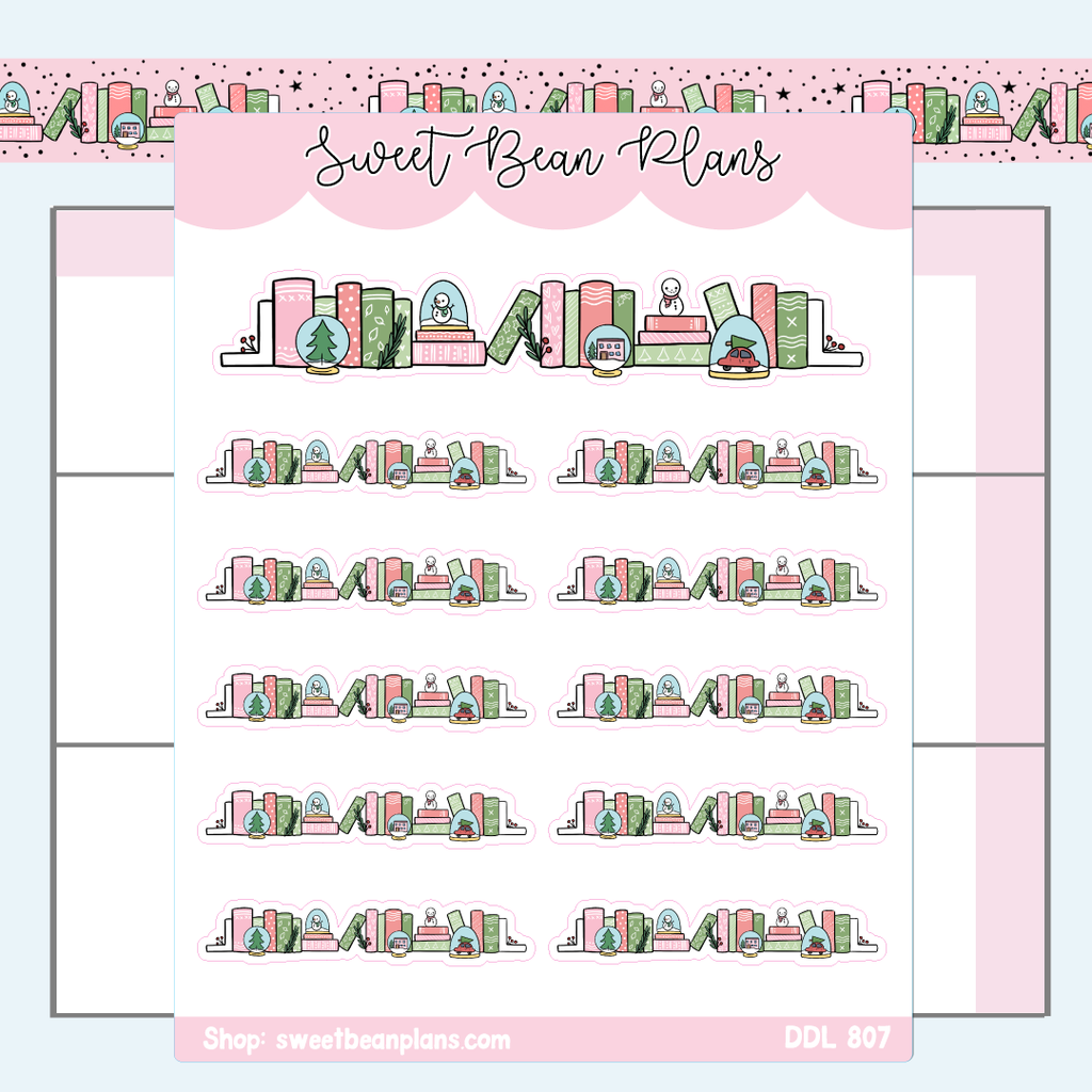 Snow Globe Bookshelf Vinyl Planner Stickers | Ddl 807
