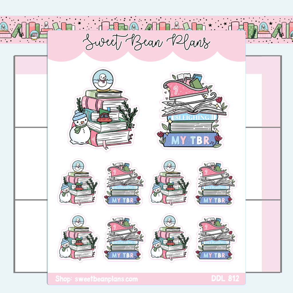 Winter Book Stacks Vinyl Planner Stickers | Ddl 812