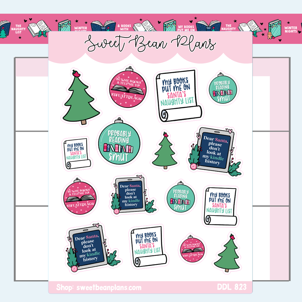 Naughty List Doodles Vinyl Planner Stickers | Ddl 823