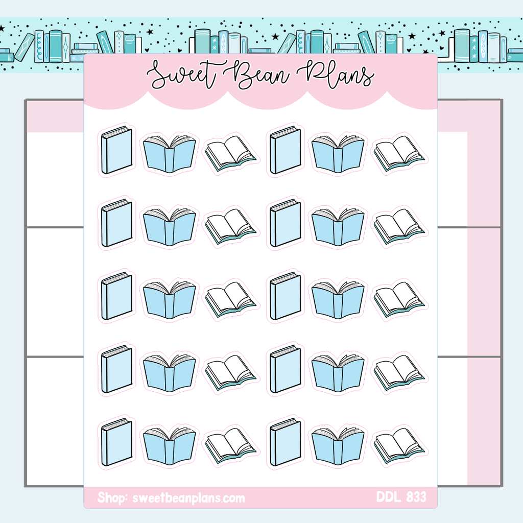 December Book Doodles Vinyl Planner Stickers (2023) | Ddl 833