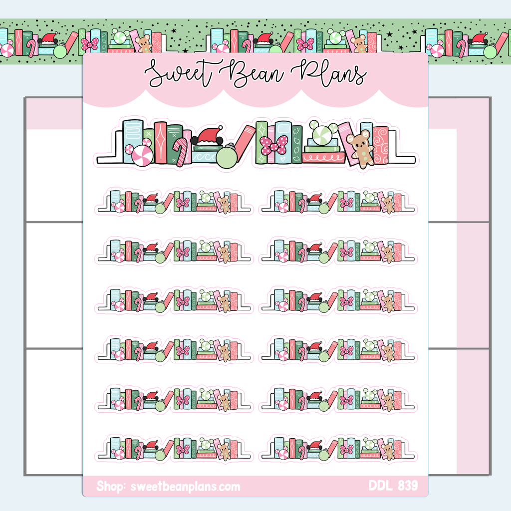 Very Merry Bookshelf Vinyl Planner Stickers | Ddl 839