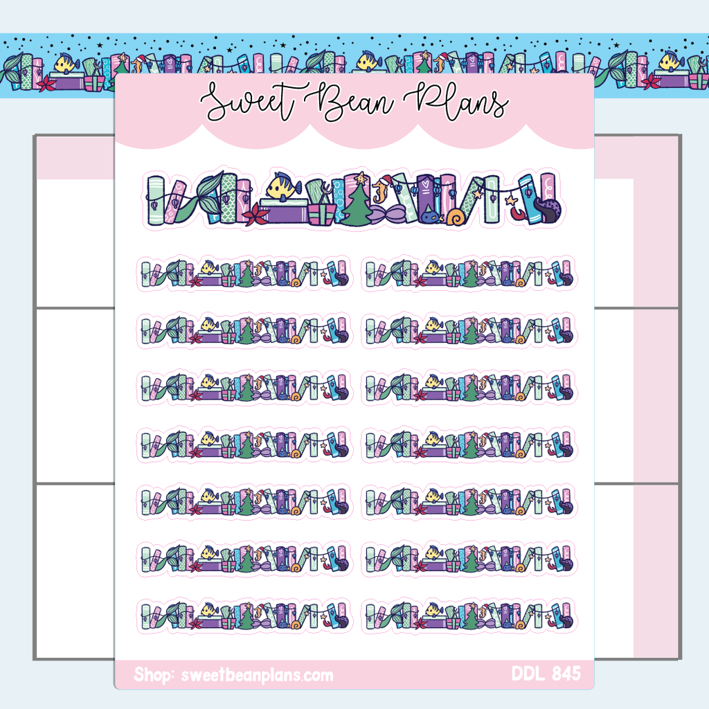 Merry Mermaid Bookshelf Vinyl Planner Stickers | Ddl 845
