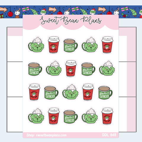 Grumpmas Coffee Mugs Vinyl Planner Stickers | Ddl 848