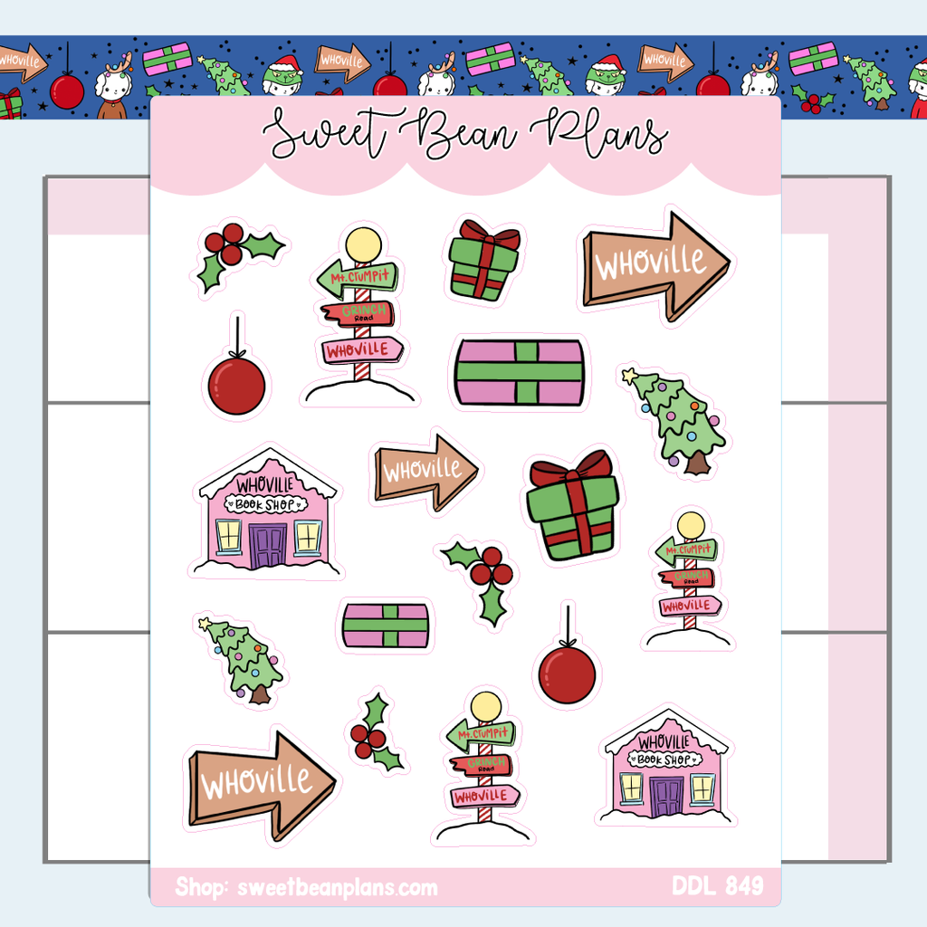 Grumpmas Doodles Vinyl Planner Stickers | Ddl 849